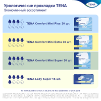 Прокладки урологические Tena Comfort Mini Super, прокладки урологические, 5 капель, 30 шт.