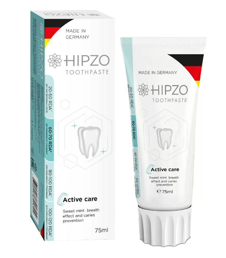 фото упаковки Hipzo Active care Зубная паста свежесть и защита от кариеса
