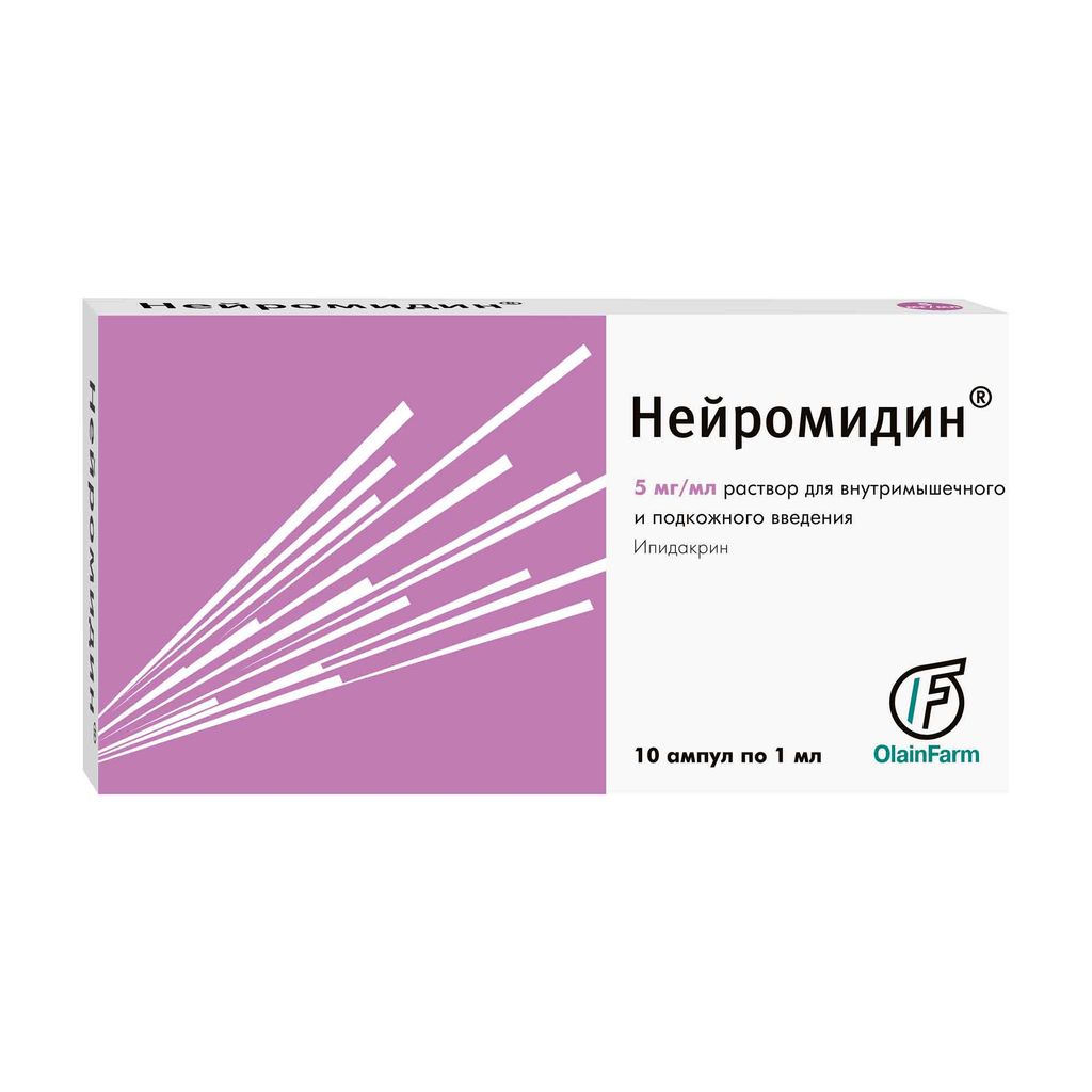 Нейромидин, 5 мг/мл, раствор для внутримышечного и подкожного введения, 1  мл, 10 шт. купить по цене от 1527 руб в Санкт-Петербурге, заказать с  доставкой в аптеку, инструкция по применению, отзывы, аналоги, Олайнфарм