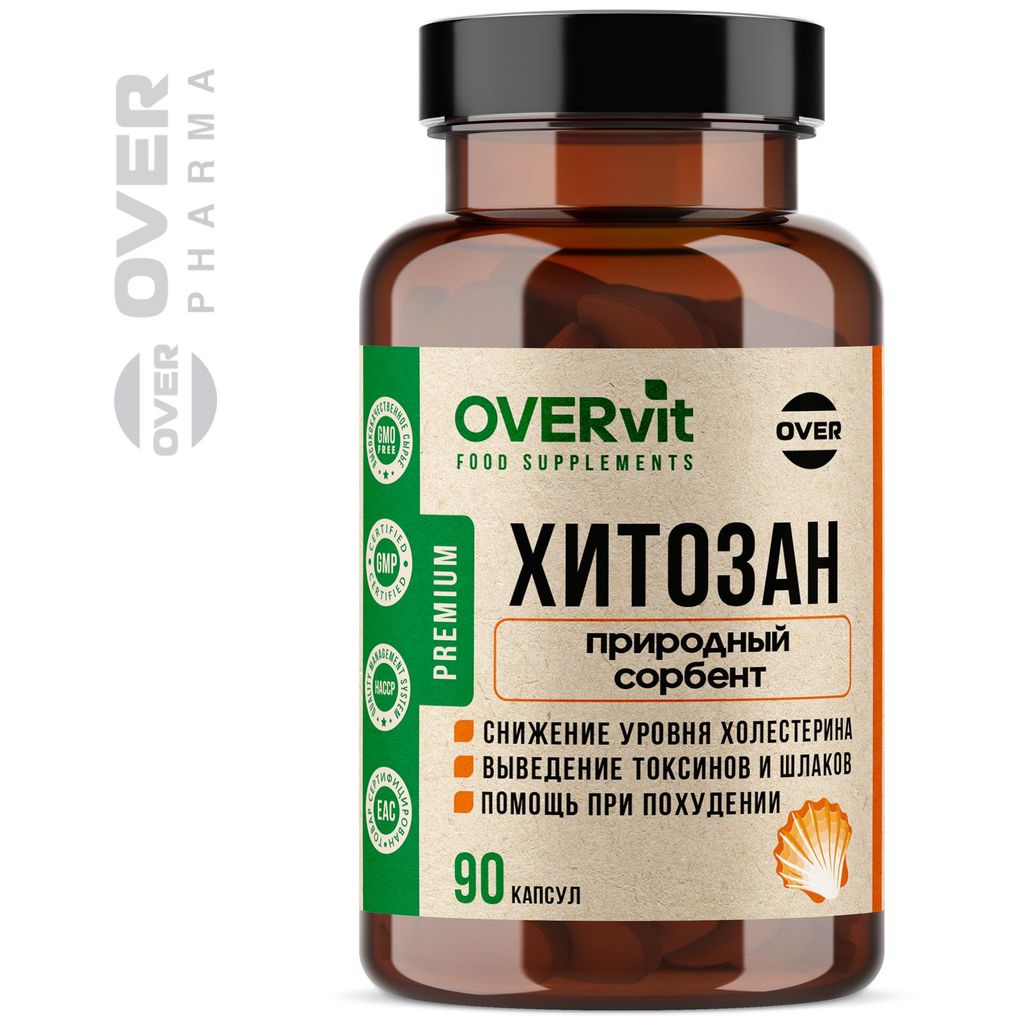 Overvit Хитозан, для похудения, детокс, капсулы, 90 шт.