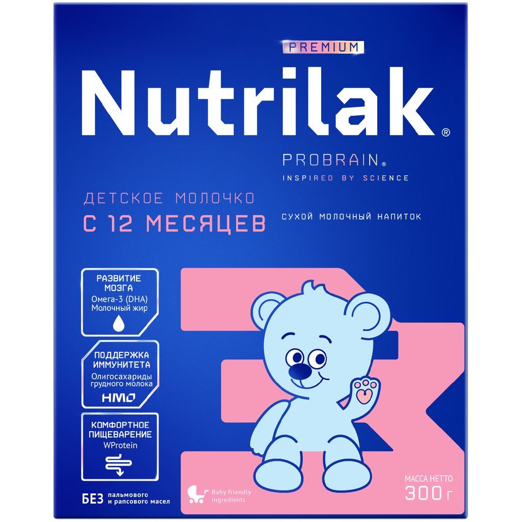 Nutrilak Premium 3 Детский сухой молочный напиток, для детей с 12 месяцев,  смесь молочная сухая, 300 г, 1 шт. купить по цене от 288 руб в  Санкт-Петербурге, заказать с доставкой в аптеку,