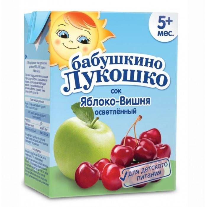 фото упаковки Бабушкино Лукошко Сок яблоко  вишня осветленный