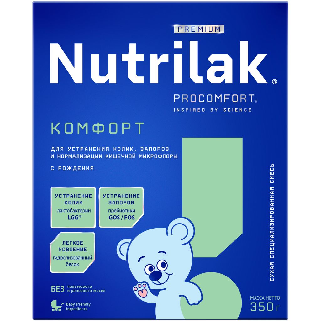 Nutrilak Premium Комфорт Смесь сухая специализированная, для детей с  рождения, смесь сухая, для устранения колик, запоров, 350 г, 1 шт. купить  по цене от 749 руб в Санкт-Петербурге, заказать с доставкой в