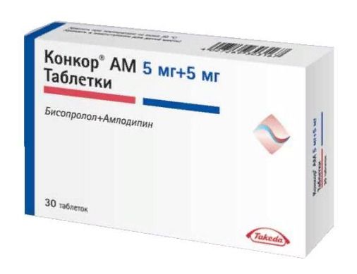 Конкор АМ, 5 мг+5 мг, таблетки, 30 шт.  по цене от 535 руб в .