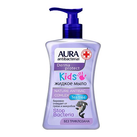 фото упаковки Aura Kids Крем-мыло жидкое антибактериальное