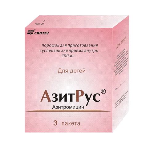 АзитРус, 200 мг, порошок для приготовления суспензии для приема внутрь, 4.2 г, 3 шт.