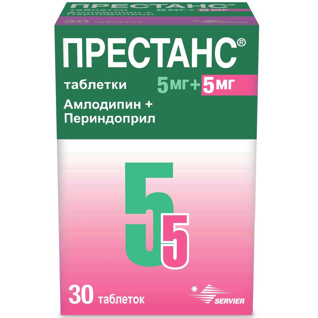 Престанс, 5 мг+5 мг, таблетки, 30 шт. купить по цене от 680 руб в  Санкт-Петербурге, заказать с доставкой в аптеку, инструкция по применению,  отзывы, аналоги, Servier