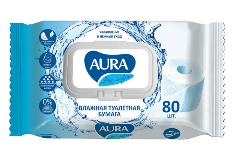 фото упаковки Aura Ultra Comfort Влажная туалетная бумага