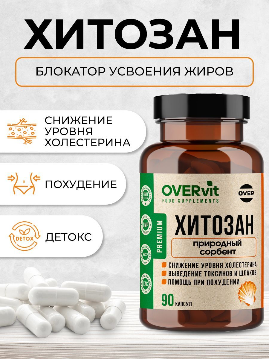 Overvit Хитозан, для похудения, детокс, капсулы, 90 шт.