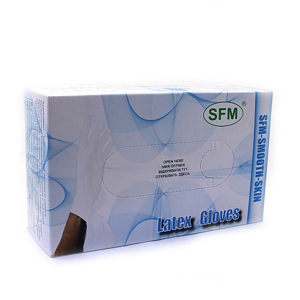фото упаковки SFM Перчатки смотровые латексные опудренные