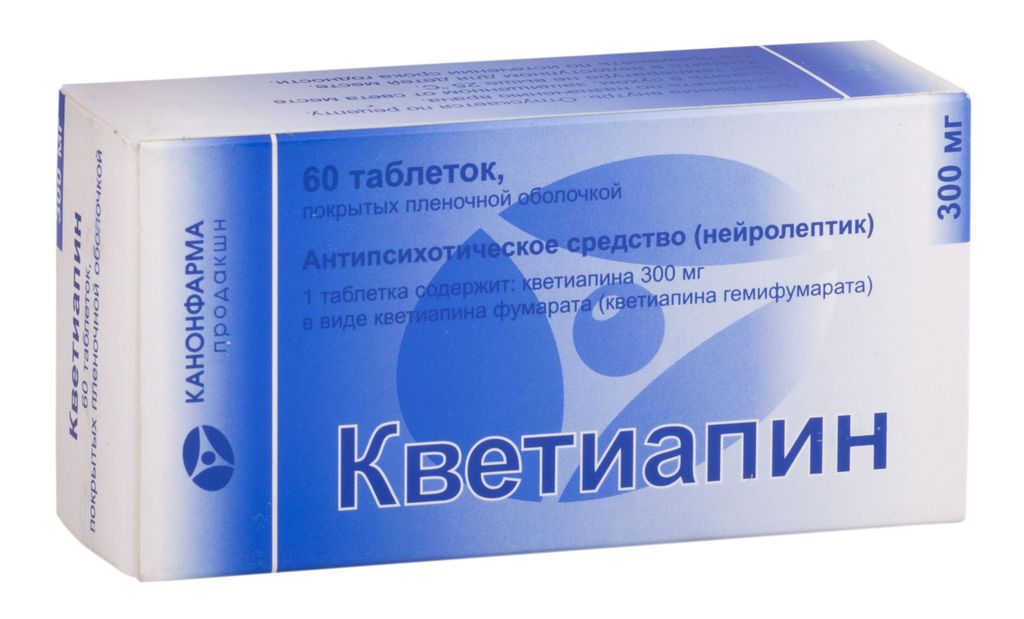 Кветиапин Канон, 300 мг, таблетки, покрытые пленочной оболочкой, 60 шт .