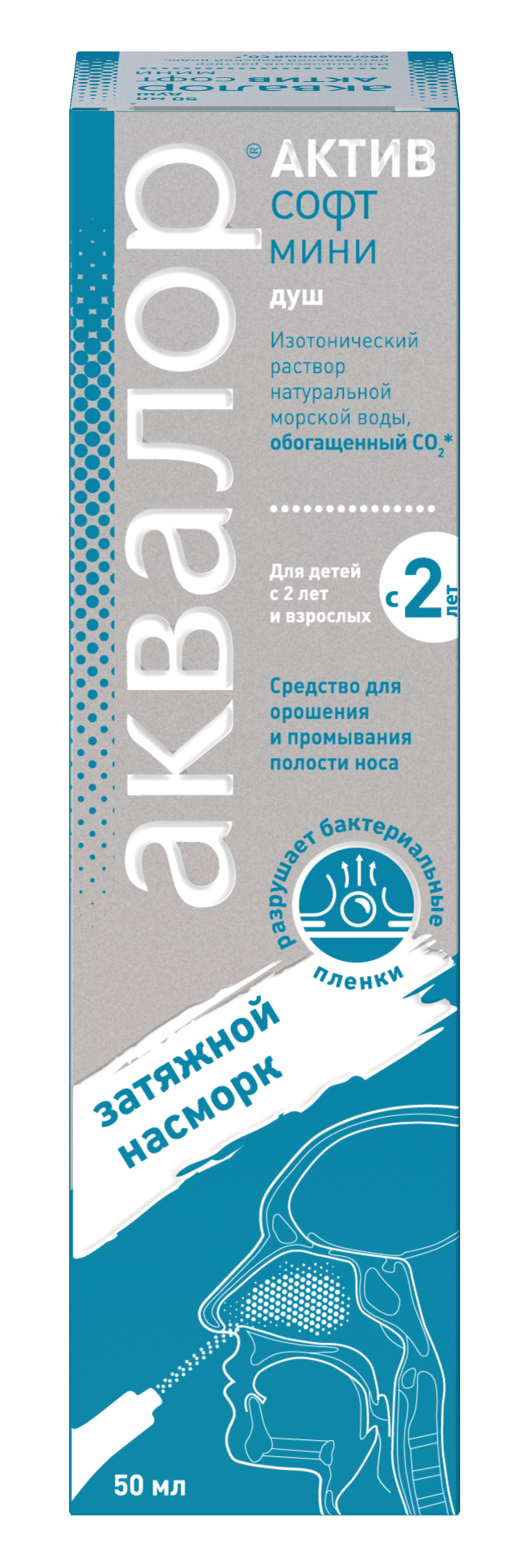 Аквалор Актив софт мини, раствор для интраназального введения, 50 мл, 1 шт.