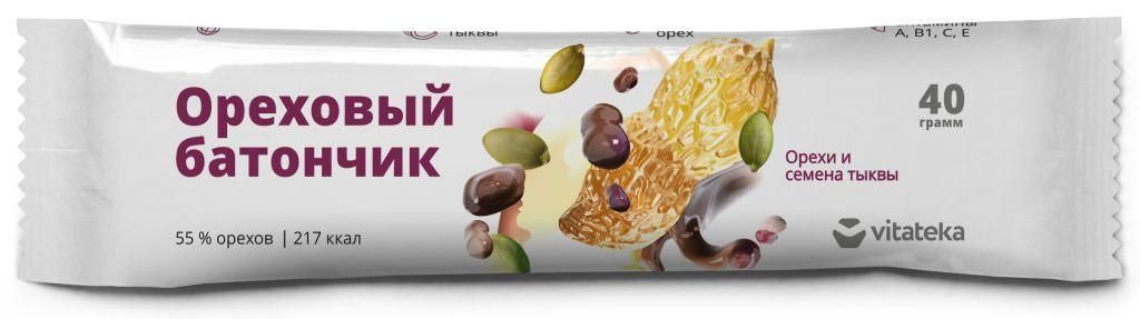 фото упаковки Витатека Батончик мюсли орех семена тыквы с витамином С