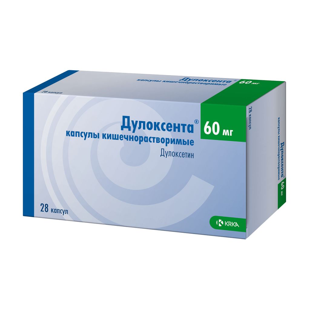 Дулоксента, 60 мг, капсулы кишечнорастворимые, 28 шт. купить по цене от 2098 руб в Санкт-Петербурге, заказать с доставкой в аптеку, инструкция по применению, отзывы, аналоги, KRKA