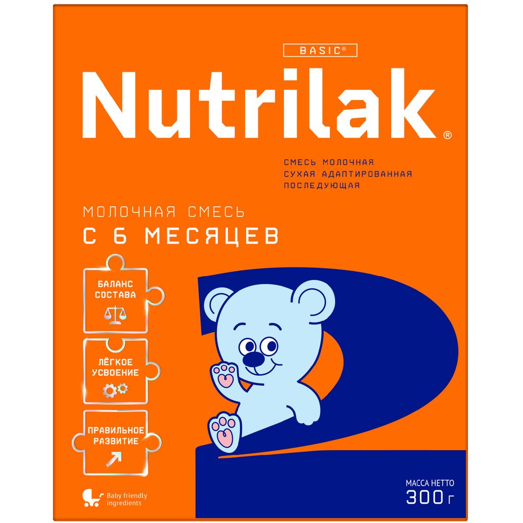 Nutrilak 2 Смесь сухая молочная адаптированная 6-12 мес, смесь молочная  сухая, 300 г, 1 шт. купить по цене от 301 руб в Санкт-Петербурге, заказать  с доставкой в аптеку, инструкция по применению, отзывы, аналоги, Инфаприм