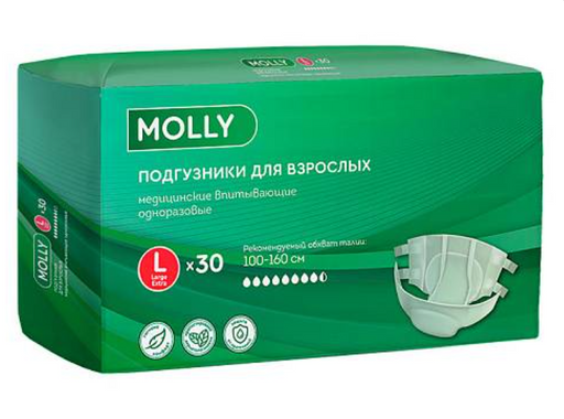 Molly Подгузники для взрослых, L, 100-160 см, 30 шт.