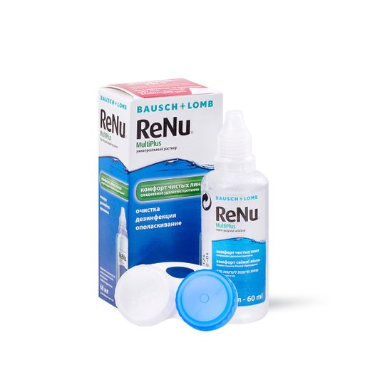 ReNu Multi Plus, раствор для обработки и хранения мягких контактных линз, 60 мл, 1 шт.
