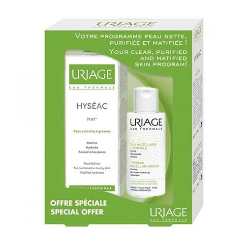 Uriage Hyseac Набор для комбинированной и жирной кожи, набор, крем матирующий 40мл + мицеллярная вода 100мл, 1 шт.