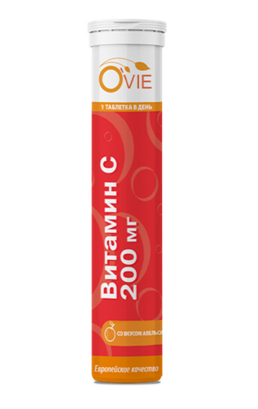 Витамин С Ovie, 200 мг, таблетки шипучие, со вкусом апельсина, 20 шт.