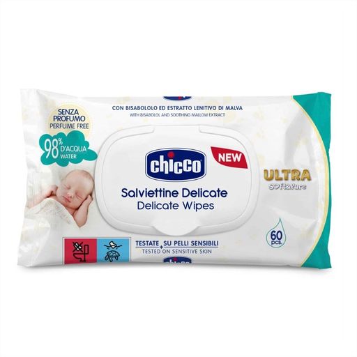 Chicco Салфетки очищающие влажные, для детей, 60 шт.