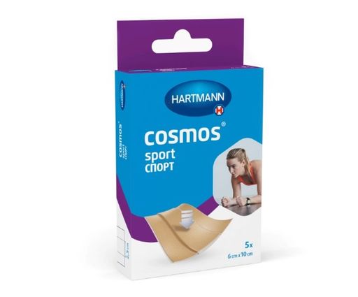 Cosmos Sport Пластырь, 6х10 см, арт. 5354031, пластырь медицинский, амортизирующий, 5 шт.