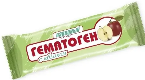 Гематоген народный с яблоком, плитка, 40 г, 1 шт.