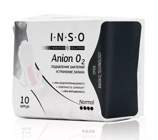 INSO Anion O2 Normal Прокладки Подавление бактерий, 4 капли, прокладки гигиенические, 10 шт.