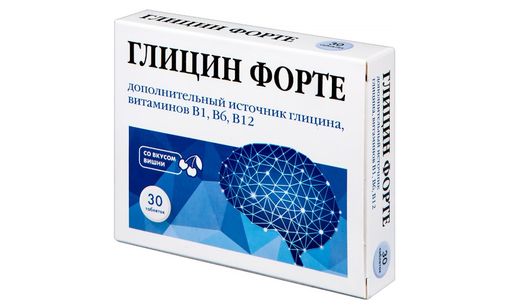Глицин Форте БАД, 300 мг, таблетки для рассасывания, вишня, 30 шт.