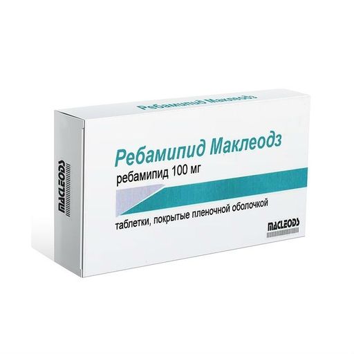 Ребамипид Маклеодз, 100 мг, таблетки, покрытые пленочной оболочкой, 30 шт.