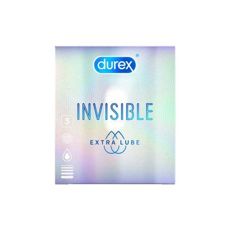 Презервативы Durex Invisible Extra Lube, презерватив, гладкие, 3 шт.
