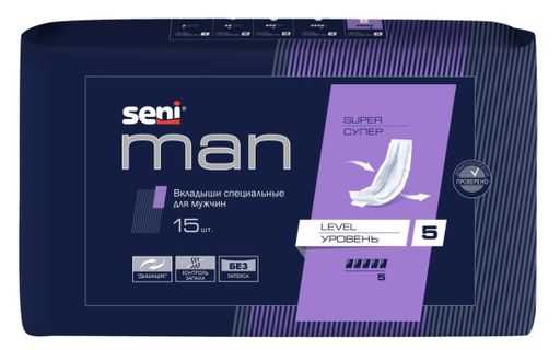Seni Man Вкладыши специальные для мужчин, Super Level 5 (супер уровень 5), 5 капель, 15 шт.