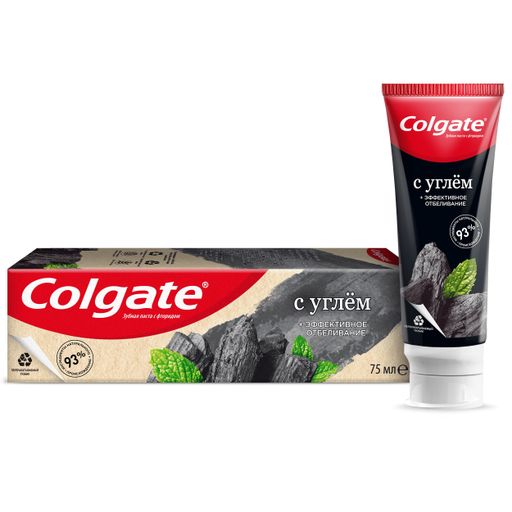 Colgate Паста Зубная эффективное отбеливание с углем, паста, 75 мл, 1 шт.