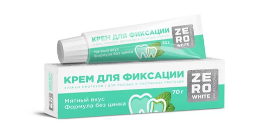 Zero White крем для фиксации зубных протезов, крем, экстрасильной фиксации, 70 г, 1 шт.