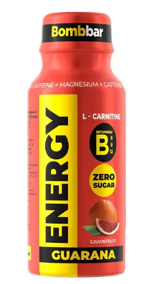 Bombbar Energy L-карнитин с Гуараной, напиток тонизирующий газированный, Грейпфрут, 100 мл, 1 шт.