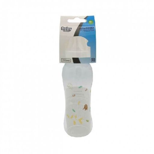 Baby Care бутылочка изогнутая с силиконовой соской, для детей с рождения, 250 мл, 1 шт.