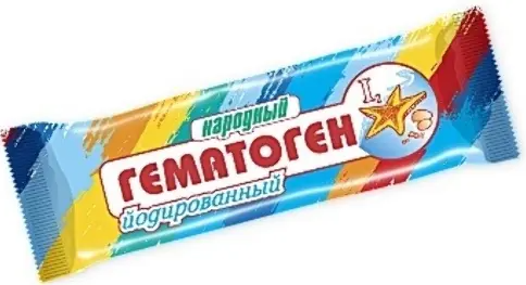 Гематоген народный йодированный, плитка, 40 г, 1 шт.