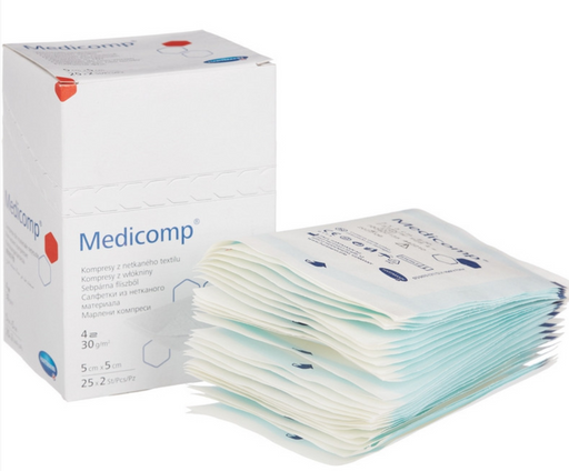 Medicomp салфетки стерильные, 5х5см, из нетканого материала, 50 шт.