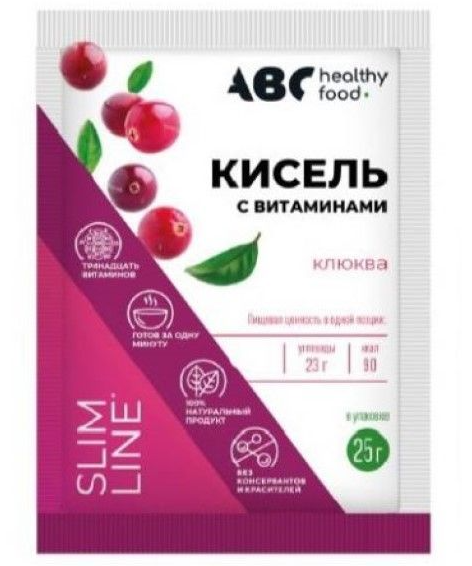 ABC Healthy Food Витошка Кисель детский витамины-кальций, со вкусом клюквы, 25 г, 1 шт.