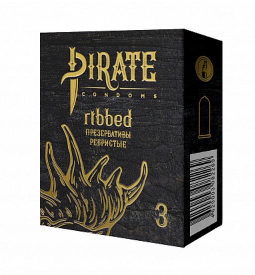 Pirate Презервативы ribbed, презерватив, ребристые, 3 шт.